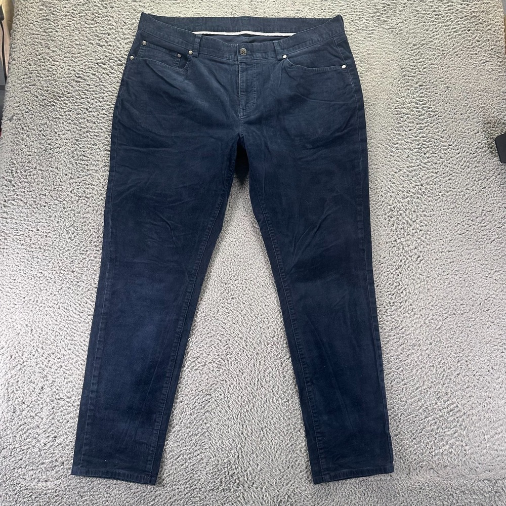 Brooks Brothers Pant Mens 40x32 Blue Cotton Corduroy Chino Straight Slim Stretch